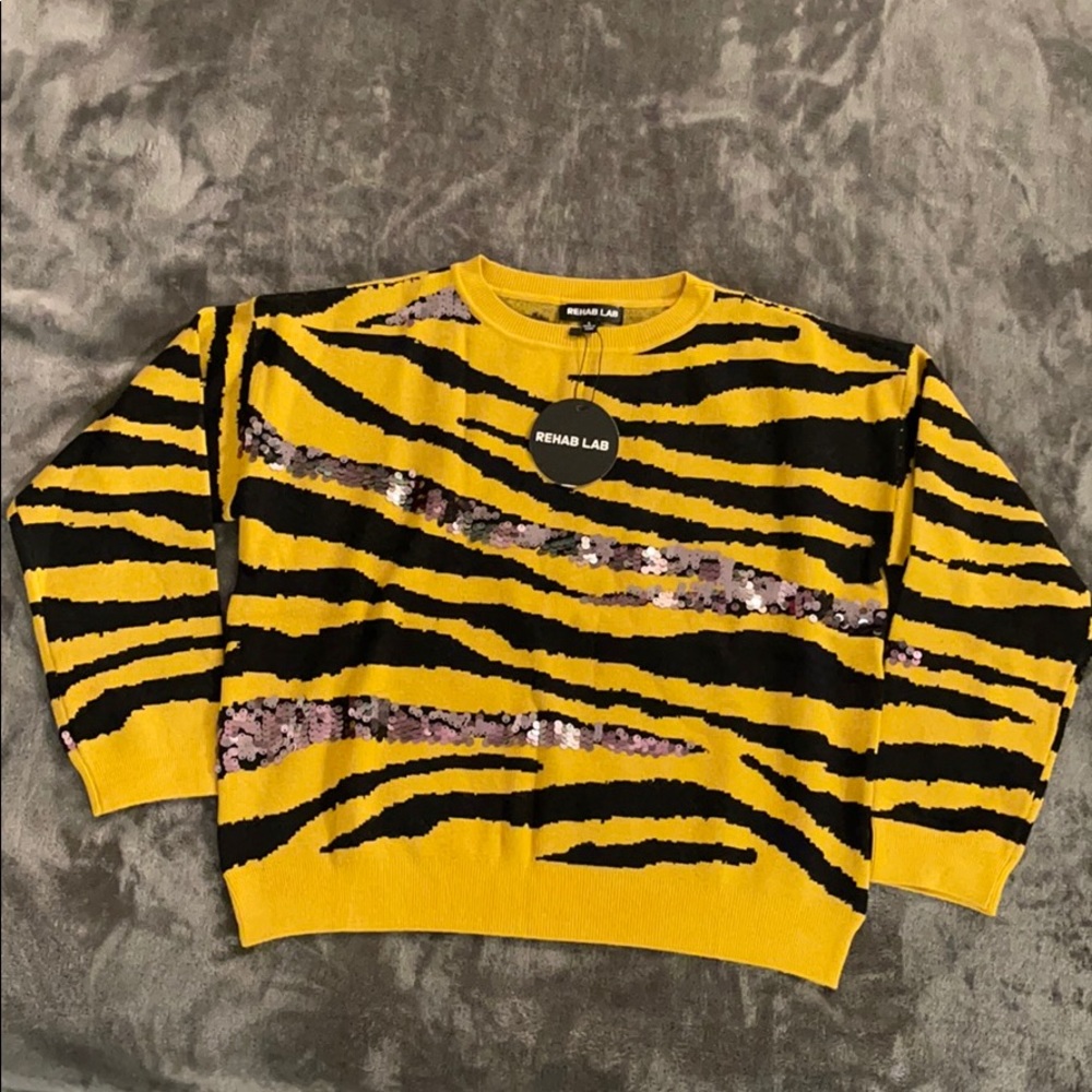 Old posting* Sequins Tiger Striped Knit Sweater
